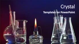  Presentation with blue flame - PPT theme enhanced with spiritlamp and test-tubes background and a navy blue colored foreground