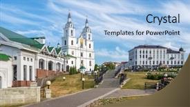  Presentation with holy spirit - Slide deck with cathedral of holy spirit background and a light blue colored foreground