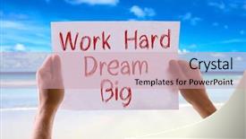  Presentation with hard work - PPT theme consisting of spiritual achievement - work hard dream big card background and a soft green colored foreground