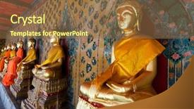  Presentation with gold crystal - Cool new theme with spiritual alignment - aligned gold buddha backdrop and a coral colored foreground