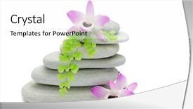  Presentation with spiritual - Colorful presentation enhanced with spiritual alignment - beach stones stacked and arranged backdrop and a white colored foreground