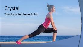  Presentation with exercise - Slides consisting of spiritual athlete - woman streching exercise yoga background and a light blue colored foreground