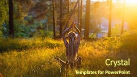  Presentation with woods - Slides having spiritual athlete - yoga woman meditates background and a tawny brown colored foreground