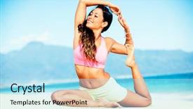  Presentation with yoga - Cool new theme with spiritual athlete - young woman practicing yoga backdrop and a arctic colored foreground