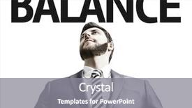  Presentation with work life balance scales business - Slide deck with spiritual bank account - business man with the text background and a gray colored foreground