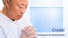 Presentation with senior asian - Slides enhanced with spiritual care - shot of a senior asian background and a sky blue colored foreground