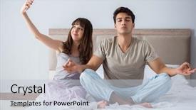  Presentation with christian family and cross - Cool new PPT layouts with spiritual care - young family meditating backdrop and a lemonade colored foreground