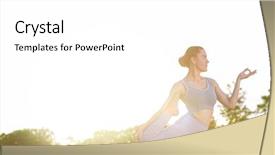  Presentation with pregnancy yoga - Theme having spiritual care - young woman practicing yoga background and a white colored foreground