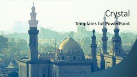  Presentation with cairo - Presentation design featuring spiritual center - cairo skyline as seen background and a cream colored foreground