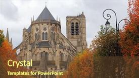  Presentation with saint - Theme consisting of spiritual center - cathedral saint-etienne in autumn bourges background and a  colored foreground