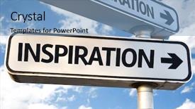  Presentation with inspiration - Beautiful PPT theme featuring spiritual change - inspiration direction sign on sky backdrop and a teal colored foreground