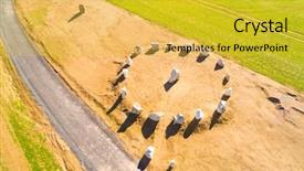  Presentation with czech republic - Slide deck enhanced with spiritual circles - ancient stone circle from above background and a yellow colored foreground