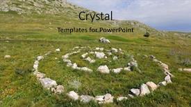  Presentation with circle - Audience pleasing presentation design consisting of spiritual circles - stone circle sign on meadow backdrop and a gold colored foreground
