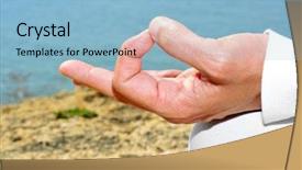  Presentation with spiritual disciplines - Theme enhanced with spiritual disciplines - someone meditating on the beach background and a light blue colored foreground