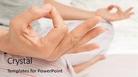  Presentation with spiritual disciplines - Slides enhanced with spiritual disciplines - young man meditating with his background and a coral colored foreground