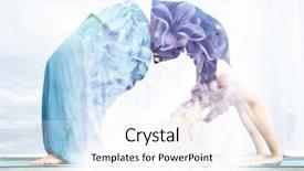  Presentation with photograph - Slides enhanced with double exposure portrait of young woman performing back bend combined with photograph of nature background and a pink colored foreground