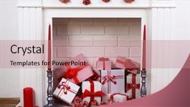  Presentation with christmas candles - Slides consisting of spiritual gifts - fireplace with christmas boxes background and a coral colored foreground