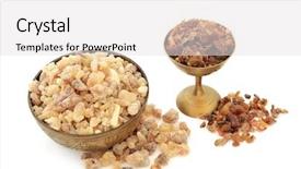  Presentation with metal - PPT theme having spiritual gifts - frankincense and myrrh aromatic gum background and a light gray colored foreground