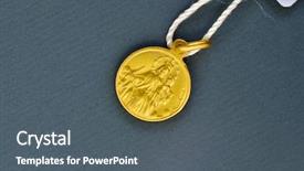  Presentation with first communion - Theme with spiritual gifts - golden scapular pendant traditionally given background and a gray colored foreground