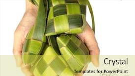  Presentation with translation - Amazing slide deck having spiritual gifts - hand held muslim ketupat rice backdrop and a yellow colored foreground