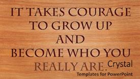  Presentation with courage - Colorful slide deck enhanced with spiritual gifts - it takes courage to grow backdrop and a coral colored foreground