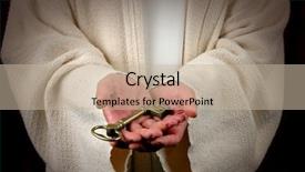  Presentation with spiritual - Theme with spiritual gifts - jesus offering the key background and a mint green colored foreground