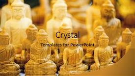  Presentation with buddha - Cool new slide deck with spiritual gifts - wooden buddha souvenirs at market backdrop and a gold colored foreground