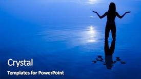  Presentation with sea sun - Amazing PPT theme having spiritual healing - abstract women silhouette backdrop and a ocean colored foreground