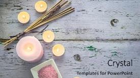  Presentation with smoking - Beautiful slide deck featuring spiritual healing - aroma candles lavender smoking sticks backdrop and a light gray colored foreground