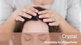  Presentation with reiki - Presentation with spiritual healing - calm woman receiving reiki treatment background and a coral colored foreground