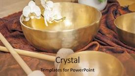  Presentation with healing - Amazing PPT layouts having spiritual healing - image of some singing bowls backdrop and a coral colored foreground