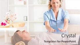  Presentation with reiki - Presentation theme featuring spiritual healing - professional reiki healer doing reiki background and a lemonade colored foreground