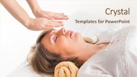  Presentation with reiki - Colorful PPT theme enhanced with spiritual healing - professional reiki healer doing reiki backdrop and a sky blue colored foreground