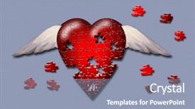  Presentation with heart puzzle - Amazing slides having spiritual healing - puzzle piece winged heart backdrop and a light blue colored foreground