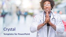  Presentation with sun rising over north america - Theme with spiritual hospital - afro american doctor man background and a  colored foreground