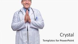  Presentation with praying hands - PPT layouts with spiritual hospital - handsome senior doctor man background and a  colored foreground