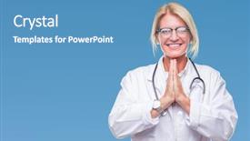  Presentation with praying hands - PPT layouts consisting of spiritual hospital - middle age blonde doctor woman background and a  colored foreground