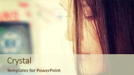  Presentation with ambulance - Colorful presentation theme enhanced with spiritual hospital - young beautiful woman with depression backdrop and a cream colored foreground