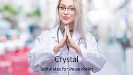  Presentation with spiritual - Theme enhanced with spiritual hospital - young blonde doctor woman background and a  colored foreground