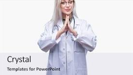 Presentation with praying hands - PPT theme with spiritual hospital - young blonde doctor woman background and a  colored foreground