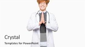 Presentation with spiritual - Beautiful slide set featuring spiritual hospital - young handsome doctor man wearing backdrop and a white colored foreground