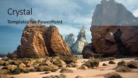  Presentation with rocky - Audience pleasing slide deck consisting of portrait of a beautiful senior woman on a background of sky backdrop and a coral colored foreground