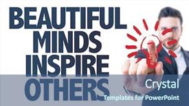  Presentation with inspire - Theme having spiritual leadership - business man pointing the text background and a ocean colored foreground