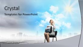  Presentation with microwave imaging image of modern - Colorful slide set enhanced with spiritual leadership - image of young businesswoman sitting backdrop and a  colored foreground