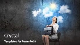  Presentation with suitcase - Slide deck having spiritual leadership - image of young businesswoman sitting background and a  colored foreground