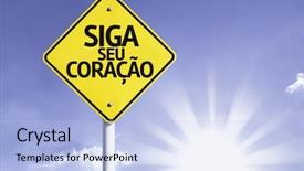  Presentation with sun - Cool new PPT theme with spiritual leadership - siga seu coracao in portuguese backdrop and a light blue colored foreground