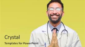  Presentation with praying hands - Audience pleasing slide deck consisting of spiritual medical - adult hispanic doctor man backdrop and a yellow colored foreground