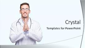  Presentation with praying hands - Slide deck having spiritual medical - handsome young doctor man praying background and a  colored foreground