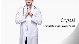  Presentation with mom praying hands - Slide deck featuring spiritual medical - handsome young doctor man background and a white colored foreground