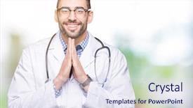  Presentation with praying hands - Slide set with spiritual medical - handsome young doctor man background and a sky blue colored foreground